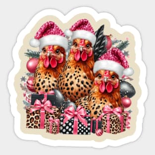 Chicken Christmas, chicken lover Christmas, leopard chicken christmas Sticker